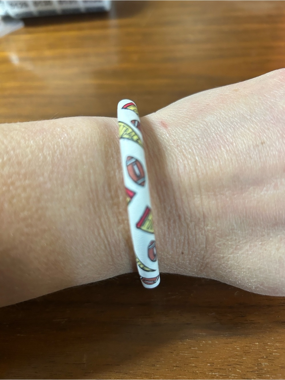 Brighton White Leather Bracelet with Football Accents